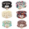 Link Bracelets 4pcs/set Beaded Crystal Bracelet For Women Bohemian Elephant Pendant Wholesale Bulk Wrap Charm Jewelry