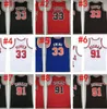 Maillots de basket-ball rétro Michael Allen Iverson Scottie Pippen Dennis Rodman Bryant Penny Hardaway Tracy McGrady Vince Carter Garnett Larry Bird Kemp Nash Erving