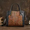 Сумки для подгузников, винтажная женская сумка из натуральной кожи, модная сумка через плечо из воловьей кожи, большая вместительная сумка-мессенджерL240305