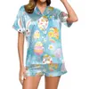 Kobietowa odzież sutowa ciepłe piżamę kobiety panie moda spokój wielkanocny cyfrowy cyfrowy druk krótkie akapit Preppy Pajama