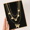 17KM Vintage Gold Multilayered Coin Chain Necklace For Women Men Punk Butterfly Chunky Chain Necklace Party Trendy Jewelry