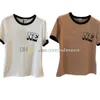 Baumwollstoff-T-Shirts für Damen, Buchstaben-Druck, T-Shirt mit Rundhalsausschnitt, Designer-Casual-Kurzarm-T-Shirts