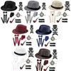 Berets 1920s Cosplay Gentleman Y-back Suspender Pocket Watch Beard Set