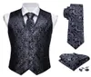 Designer Mens Classic Black Paisley Jacquard Folral Silk kamizelki kamizelki chusteczki krawat kamizel