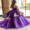 Principessa messicana abiti da ragazza di fiore 2024 viola nero Mariachi bambini abiti Quinceanera Mexicanos De Gala ragazze spettacolo partito Charro Mariachi Quinceanera bambini