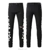 Jeans blancs sans déchirures Jeans de créateur skinny pour hommes Pantalons pour hommes déchirés avec trous Denim Homme Jambe droite Slim Fit Zipper Hole Mode Long Hip Hop Rock Biker Détresse 20ss