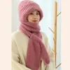 Chapeau et écharpe en peluche tout-en-un tricoté pour femme, bonnet chaud et épais, Protection des oreilles, pour le Ski en plein air, hiver, 240227