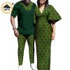 Robe Dashiki Africain Hommes Tenues Hauts et Pantalons Ensembles Assortis Femmes Split Imprimer Robes Longues Lâches Couples Vêtements pour la Fête Y22C046