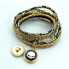 Charm Bracelets SE0183 Colorful Beauty Serpentine Multi-layers Leather Snap Bracelet 38cm Golden Buttons Fit 18mm Jewelry