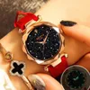 2020 Nieuwe Mode Dameshorloge Rose Goud Strass Horloge Dames Quartz Lederen Klokken Montre Femme Uhr261S