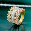 Band Rings Bridetalk Luxury Big Stars Rings med kubik Zirconia Stone för 2022 Dibai Women Wedding Engagement Party Bride Jewelry L240305