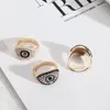 Cluster Rings Colorful Evil's Eye Zircon Pave Fashion Inner Dia 17mm Gold Color Band Jewelry For Women Wedding Mens