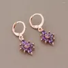 Necklace Earrings Set Luxury Jewelry Trend High Quality Purple Zircon 585 Rose Gold Color For Women Elegant Women's Sets