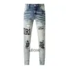 Amirs Designer Heren Jeans Paarse Jeans Mode Rechte Broek Paars Gloednieuwe Real Stretch Heren Robin Rock Revival Crystal Rivet Denim Designer Broek