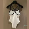 Designer Women's Swimwear Knitted One Piece Swimwear Sexy Black and White Two tone Outwear Beach Suit High Luxury Bikini Diamond Stitch