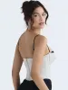 Top corto con corsetto bustier in raso spesso con pettorine e cinturino per spaghetti Top aderente bianco Top estivo da donna con lisca di pesce