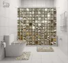 Nyaa 4 PCS mozaik dekorasyon duş perdesi kaide halı kapak tuvalet kapak mat banyo mat banyo dekor y2004076192942