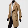 Прибытие Мужская зимняя куртка Двубортный плащ Тонкий фитнес Мужские длинные пальто M-3xl 3 цвета дизайнер