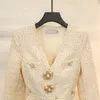 Designer short skirt set trend 2024 new V-neck diamond buckle short jacket cardigan with A-line pleated short skirt