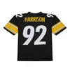 Costurado Futebol Jersey 92 James Harrison 2005 Branco Preto Malha Retro Rugby Jerseys Homens Mulheres e Juventude S-6XL