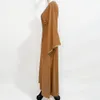 Casual Dresses Handsyn Diamond Dubai Dress Orange Rhinestones Golden Ribbon V Neck Raglan Long Sleeve Marockan Caftan Loose Traval Abaya