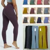 Luluemon Leggings Align Leggings Slim Naked Feeling Yoga Leggings Calças esportivas femininas Calças justas de alta elasticidade leggings de cintura alta com bolsos