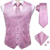 Vests HiTie Burgundy Purple Paisley Silk Mens Slim Waistcoat Necktie Set For Suit Dress Wedding 4PCS Vest Necktie Hanky Cufflink Set