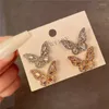 Ohrstecker Koreanischer Stil Mode Schmetterling Für Frauen Punk Strass Nettes Mädchen Zirkon Kpop Schmuck E717