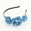 Hårklipp blå blomma pannband för flickor damer hårband spa tillbehör y1ua