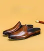 Dress Shoes PDEP Luxury High Quality Men's Genuine Leather Engraved Slide Slippers Summer Half Zapatos De Hombre Schuhen Herren