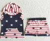 Abiti firmati per bambini Ragazzi Set estivi Moda Bambino Neonato Boutique Abbigliamento Felpa con cappuccio Set 4 luglio Pantaloncini con stampa stella Kid Who6831545