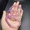 Link Bracelets Natural Purple Asai Quartz Bracelet Handmade Crystal Jewelry Stretch Fashion Bangle Children Birthday Gift 1PCS 8MM