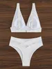 White Bikini Printed Swimsuit Women Sexy High Waist Swimwear Female Bathers Bathing Swimming Swim Suit Beachwear 240220