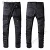 Jeans voor heren Denim nieuwste herenontwerper Jean Distressed Ripped Biker Slim Fit Motorcycle Bikers voor herenmode Mans zwarte broek 240305