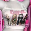 Camis con bretelline Donna Ritagliata 2000s Estetica 2022 Estate Y2k Magliette e camicette Abbigliamento Vintage Cartoon Bratz Modello Stampa Crop Top Corsetto Sexy Haut Femme