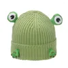 Berets Frog oczy dorosły na świeżym powietrzu Keep Kobiety Kobiety Knify Zabawne Halloween Autumn Winter Hip Hop Knitted Hat Cap