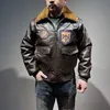 Combinaison de vol en cuir TOP GUN G1, blouson aviateur de l'armée de l'air, col à revers en cuir d'agneau