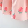 Robes d'automne pour filles, jupe à volants à bretelles, smockée aux fraises, tenue d'automne pour premier anniversaire