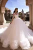 Изящное свадебное платье трапециевидной формы, многоуровневое тюлевое платье с подолом и кружевной аппликацией, свадебное платье с скользящим шлейфом, Vestido De Novia, индивидуальный размер