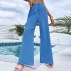Capris Fashion New Khaki Drape Chiffon Pants Spring Summer Korean High WAISTルーズワイドレッグモッピングズボントレンド女性パンツブルーXL