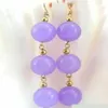 Dangle Earrings 8mm Natural Purple Round Jade Beads 14K Gold Lucky CARNIVAL Diy Women Classic VALENTINE'S DAY Cultured Holiday Gifts