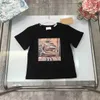 Luxo meninas meninos camiseta cavalo padrão de equitação bebê camiseta tamanho 100-150 cm designer crianças roupas verão criança manga curta tees 24mar