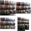 Charm Bracelets Wholesale 100Pcs Men Women Vintage Genuine Leather Surfer Cuff Wristbands Party Gift Mixed Style Fashion Jewelry Lots Otkol