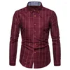 Men's Casual Shirts White Mens Plaid Dress Slim Fit Long Sleeve Button Down 2024 Fashion Men Work Business Brand Shirt Chemise Homme