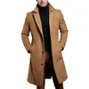 Warmer und bequemer schwarzer Trenchcoat für Herren, langärmeliger, einreihiger Mantel, perfekt für den Herbst und Winter 240226