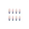 False Nails 24pcs Blue Cute Short Square Artificial Nail Tip Y2k Ins Style French Wearable Press On Fake Manicure Decoration