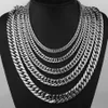 6 8 10 12 14mm wide Stainless Steel Cuban Miami Chains Necklaces Big Heavy Flat Link Chain for Men Hip Hop Rock jewelry 24 2993