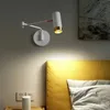 Vägglampa modern kreativ ledning infällbar svängarm vägglampa nordiskt sovrum sovrum lampa gu10 svart/vit lång arm läsningslampa