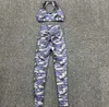 Kvinnors spårningsdräkter 2024 Camouflage Sports BH Anti Squat Hög V-Waist och midja Yoga Set Fitness Övning Gym Yoga Pants Womens Rune Activity Set J240305