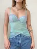 Camis Rapcopter Y2K Lace Crop Top Kwiat Kopt Drukowana mini kamizelka Kobiety Wyglądanie przez Cros